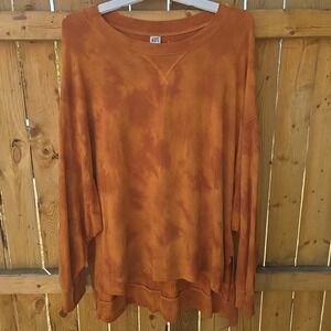 Joy Lab Orange Tie Dye Long-Sleeved Pullover Women's Size Large